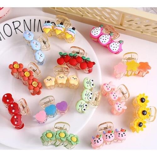 New Girls Cute Cartoon Fruit Flower Star Plastic Hair Claws Sweet Hair Clips Ponytail Hairpin Headband Fashion Hair Accessories