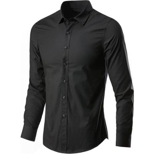 Spring New Solid Mens Long Sleeve Shirt Slim 2021 Fit Male Social Casual Business Men Thin Dress Shirt S-5XL