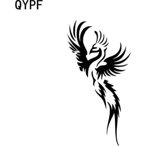 QYPF 8.7CM*15.8CM Animal Phoenix Flying Decals Car Sticker Black/Silver Vinyl Decoration Accessories C15-1042
