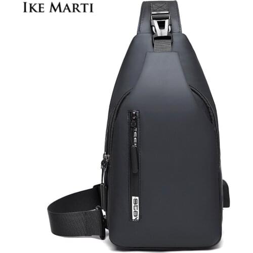 IKE MARTI Shoulder Bag Men Usb Charging Phone Chest Bags Male Sports Sling Bag Leisure Outdoor Travel Crossbody Bag for Men