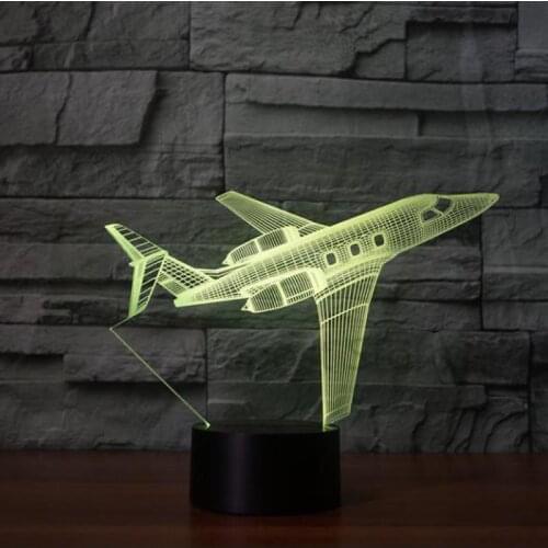 Private JET 3D light LED 7 Color change 3D Night Light sitting Room Baby Bedroom Table Lamp Touch Air Plane USB Desk lamp