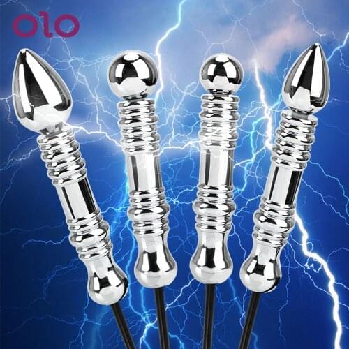 OLO Electric Shock Anal Plug Masturbation Therapy Massager Sex Toys for Men Women Electro Butt Plug Medical Themed Toys