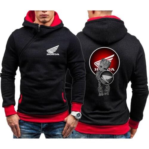 New Spring Autumn Honda Printing Mens Loose Hoodie Running Sports Pullover Hooded Sweatshirt For Men Solid Color Hoodies