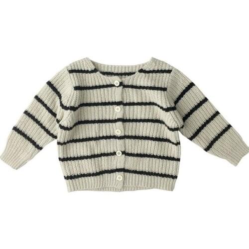 Kids Boys and Girls Knitting Cardigan 2021 Spring New Children Korean Style Stripe Sweater Casual Fashion, #1197