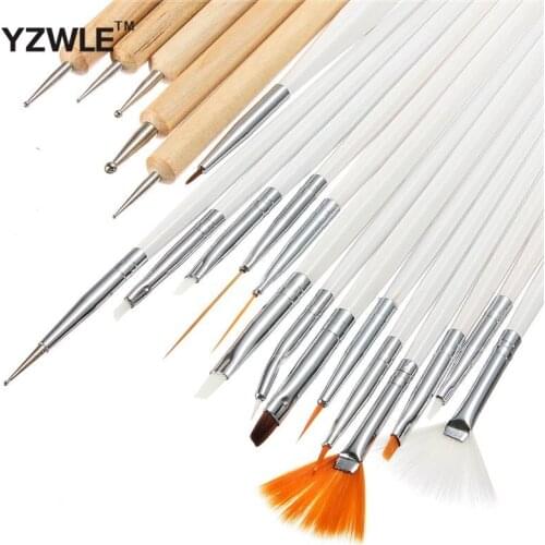 YZWLE 20Pcs/Pack Nail Art Decorations Brush Set Tools Professional Painting Pen for False Nail Tips UV Nail Gel Polish 41