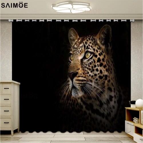 Leopard Curtain 3D Panthers Curtains For Living Room Animal Black White Tiger Bedroom Curtain Blackout Decor Ultra Micro Shading