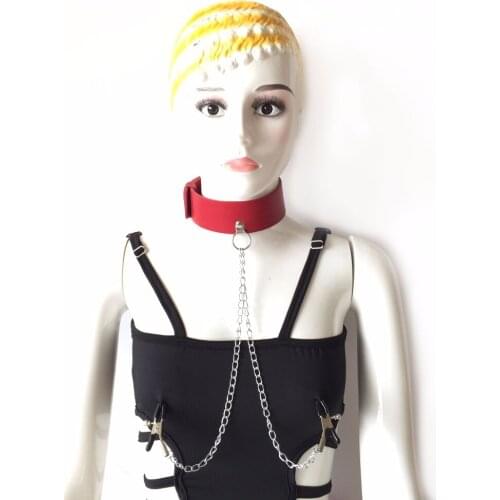 Black emperor SM fun leather mandatory binding collar breast clip adult toys male female sex products