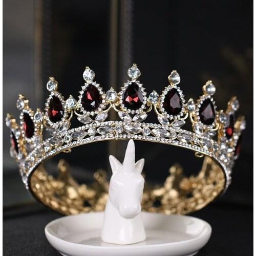 Women Baroque Rhinestones Crystal Tiaras Bride Wedding Crowns Bridal Hair Accessories Shining Charm Prom Queen Crowns