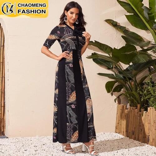 New Fashion Summer Bohemian Clothing Printing Stitching Women Beach Long Dress America Europe Femme Robe Casual Vestido De Mujer
