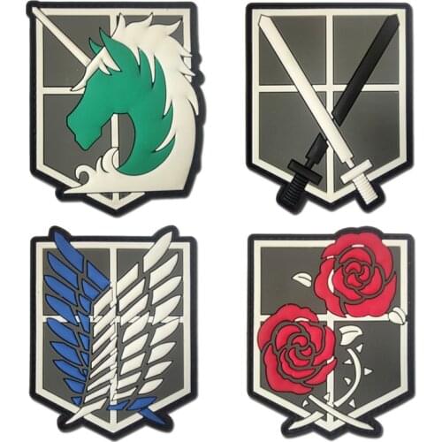 Anime Badge PVC 3D Soft Rubber Velcro Patches Wings of Freedom Chapter Investigation Corps Armband Rose Flower Horse Stickers
