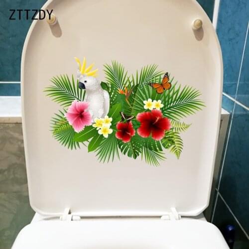 ZTTZDY 26.5CM×17.8CM Funny Cartoon Kids Room Decoration Parrot Butterfly Home WC Toilet Wall Stickers T2-0813