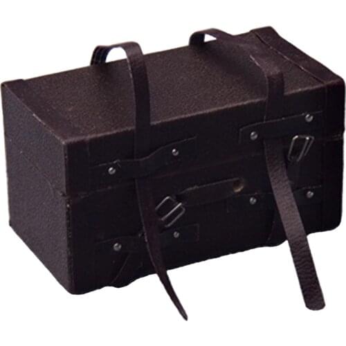 1/12 Doll House Vintage Retro Antique Classic Wooden Suitcase Holiday Leather Hnadle Luggage Treasure Chest