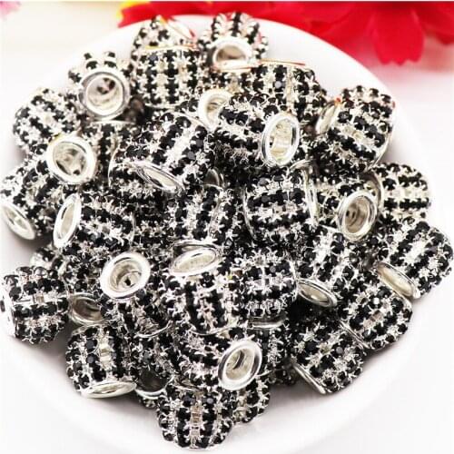 10Pcs 13mm Brass Cubic Zirconia Beads Crystal Micro Pave Setting Disco Ball Big Hole Spacer Beads Round Bracelet Charms Beads