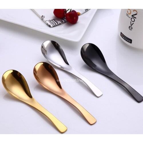 100pcs 304 stainless steel earl spoon Plating color gold black rose gold court spoon 14.7*4cm round bottom scoop wholesale