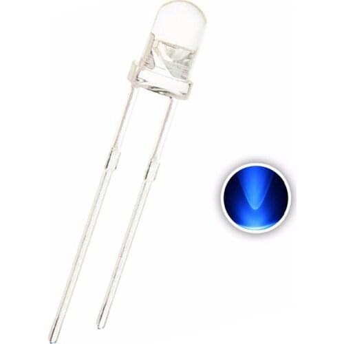 100pcs Clear Lens 3 mm LED Blue 3mm Transparent Round Ultra Bright Light-Emitting Diode Light Lamp Through Hole 3V 20mA