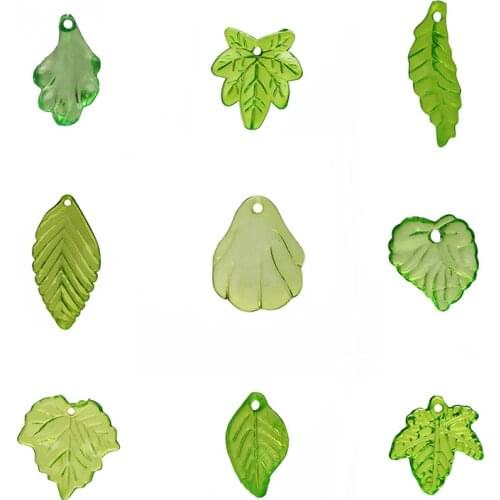 30pcs Leaf Pendant Acrylic Spacer Beads Accessories For Jewelry Making Decoration DIY Bracelet Necklace Supplies Home Lamp Decor
