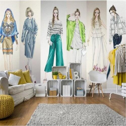 Beibehang Custom wallpaper 3d fashion girl clothing store barber shop background illustration living room bedroom 3d wallpaper