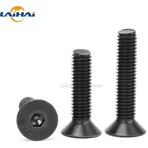 5/10/50pcs M1.6 M2 M2.5 M3 M4 M5 M6 M8 Black grade 10.9 steel GB70.3 Hexagon Hex Socket Head Flat Countersunk Allen Bolt Screw