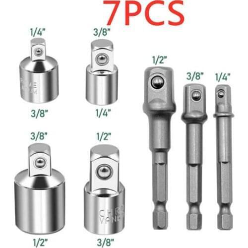 7pcs 1/4 3/8 1/2 Drive Socket Adapter Converter Reducer Air Impact Craftsman Socket Wrench Adapter Hand Tools Set Repair Tools