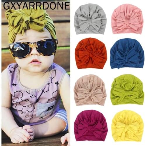 16 Colors Baby Hat Cotton Bow Turban Hat Baby Photography Props Kids Beanie Infant Accessories Baby Cap for Girls Boy Child Hats