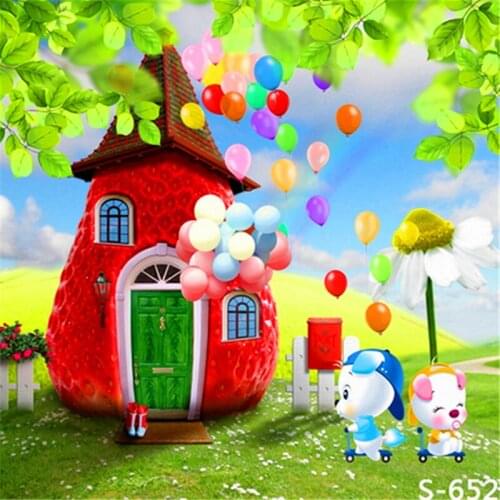 Backgrounds for photo studio 5x7ft digital baby photo shoot red mushroom colorful balloon vinyl backdrop for photography custom