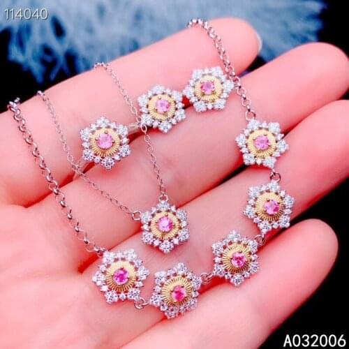 KJJEAXCMY fine jewelry 925 sterling silver natural pink sapphire earrings ring pendant bracelet luxury ladies suit support test
