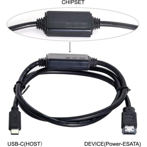 Jimier USB-C Type-C to Power Over eSATA DC5V Adapter USB3.0 to HDD/SSD/ODD eSATAp Converter