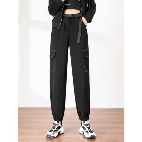 Black Overalls Womens Summer Thin Casual Loose 2021 New Sports High Waist Harlan Carrot Pants