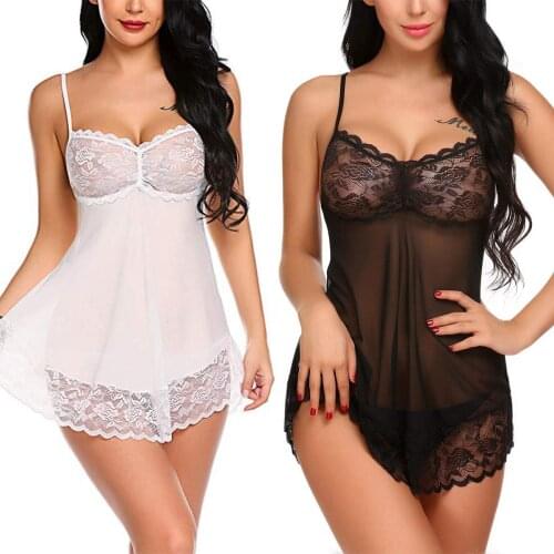Womens Sexy Lace Lingerie Set Push Up Mesh Sling Hollow Hip Dress Thong Underwear 2-Pieces Underwear Lingerie Sets