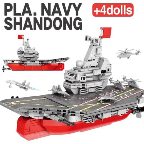 SEMBO BLOCK Aircraft Landing Helicopter Dock Carrier Military Battleship Building Blocks 3D Model Toys For Boys Birthday Gift