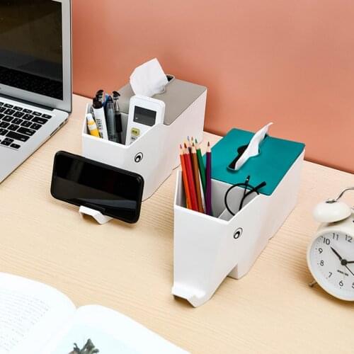 Tissue Boxes Storage Box Cartoon Elephant-Shaped Paper Towel Box Plastic Storage Case for Home Office