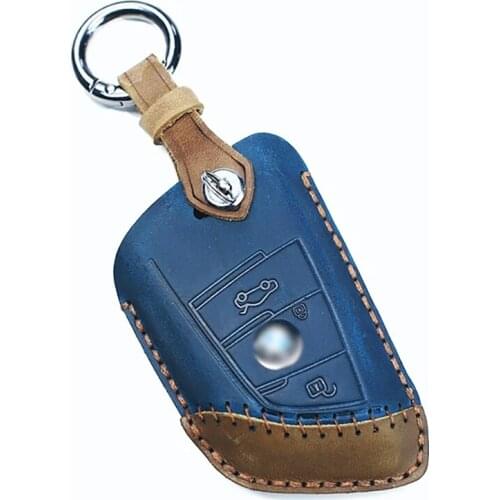 Leather Car Key Case Cover For BMW-E90 E60 E70 E87 1 3 5 6 Series M3 M5 X1 X5 X6 Z4 mad horse leather key Protector Cover Bag