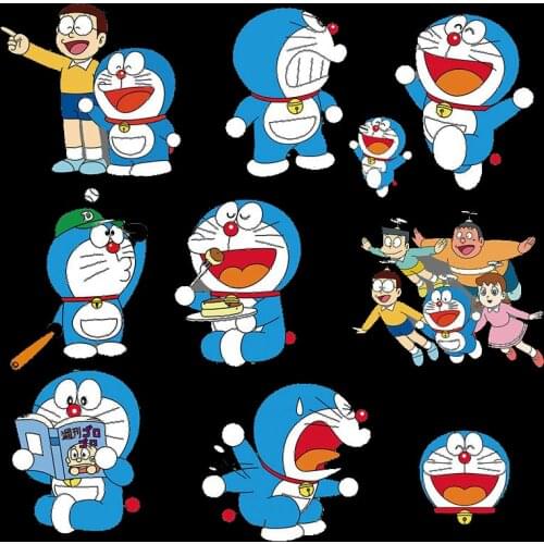 Lovely Cartoon Anime Doraemon Patch Applique Heat Transfer Vinyl Letter Stickers for Kids Clothing DIY T-shirt Thermal Press