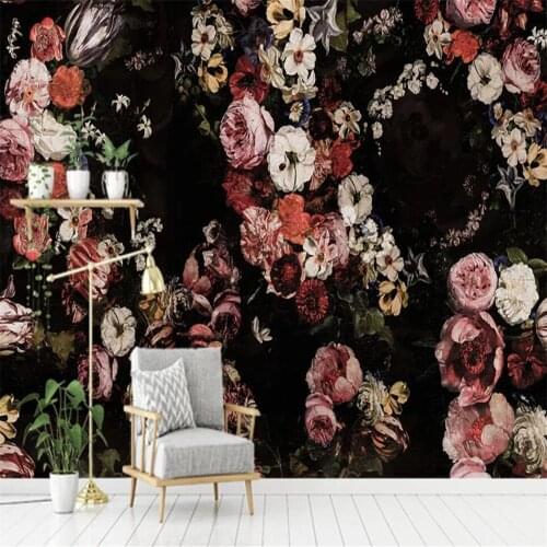 Milofi custom 3D wallpaper mural retro nostalgic rose flower flower living room bedroom background wall decoration painting wall