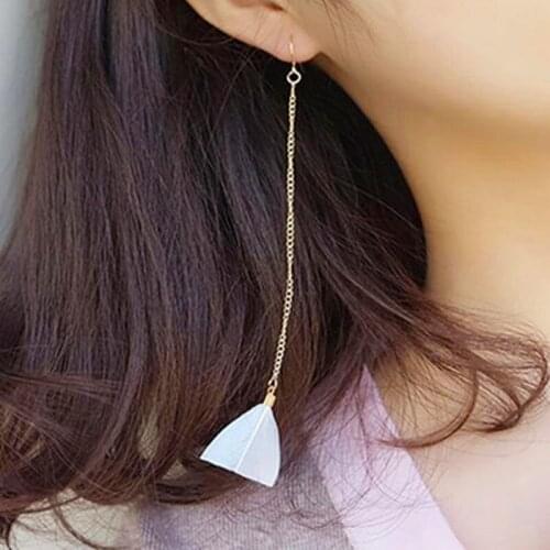 Fashion Long Tassel Earrings Fashion Temperament Dangle Colorful Triangular Feather Earrings For Women DIY Hand-made Accessories