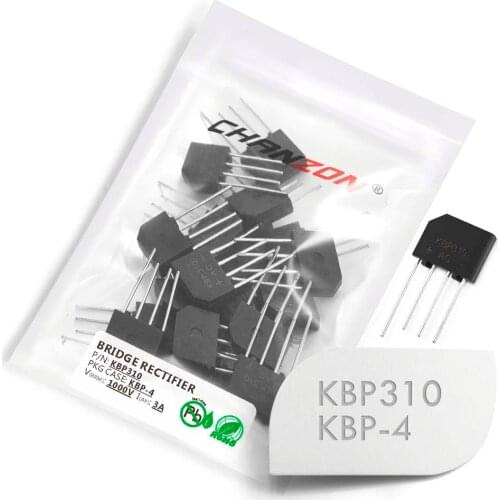 20 Pcs Bridge Rectifier Diode KBP310 3A 1000V KBP-4 (SIP-4) Single Phase Full Wave 3 Amp 1000 Volt KBP 310 Silicon