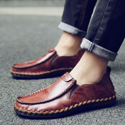 2019 Genuine Leather Men casual shoes Summer 2018 Breathable Soft Driving Mens Handmade chaussure homme Net Surface X3-72