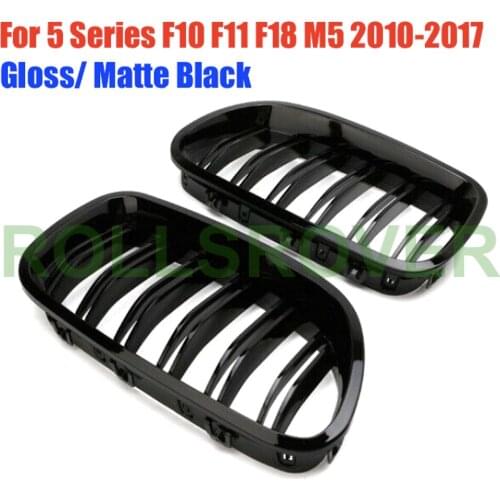 ROLLSROVER Pair of Black Front Bumper Kidney Grille For 5 Series F10 F11 F18 M5 2010-2017 Racing Grille Dual Line