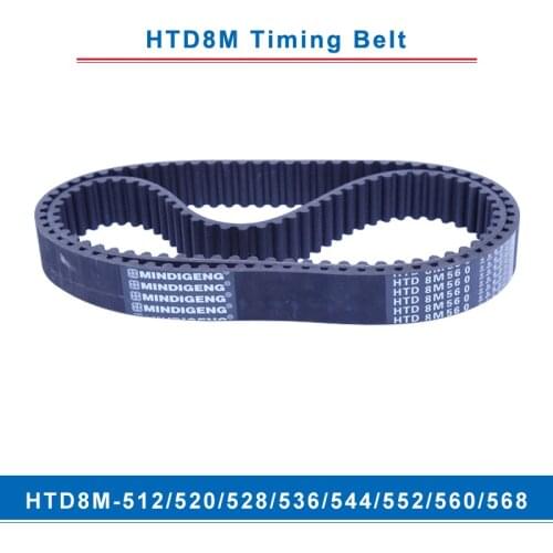 Timing belt HTD8M-512/520/528/536/544/552/560/568 teeth pitch 8mm circular teeth belt width 20/25/30/40mm for 8M timing pulley