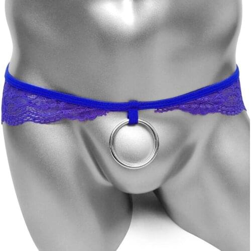 Sex Lace Sissy Panties Sexy G Strings With Cock Ring Men Gay Underwear Transparent Male Briefs Tanga Thongs Lingerie