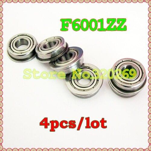 4pcs F6001ZZ Shaft Flanged Deep Groove Ball Bearing F6001 F6001Z Miniature Shielded Cover Flange 12*28*8Mm