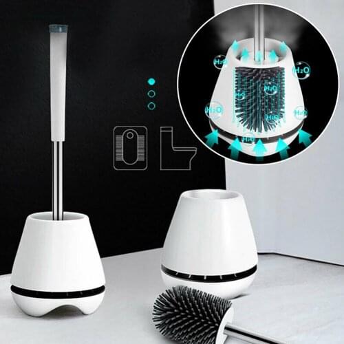 TPR Toilet Brush with a Thoughtful Designed Tweezer and Holder Set Silicone Bristles for Bathroom Commode Cleaning