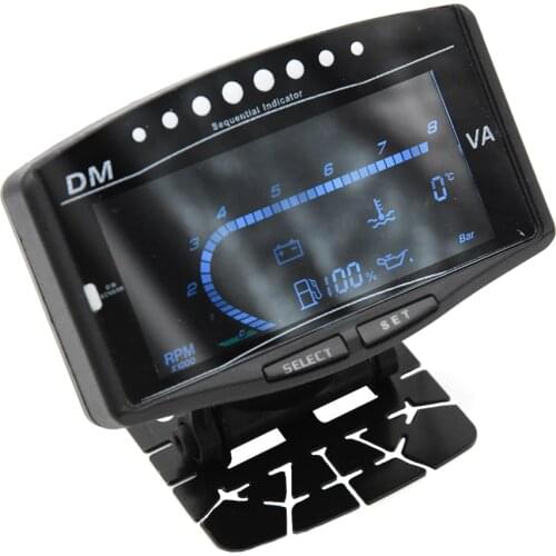 5 In 1 Car LCD 0~80000 rpm Meter Tachometer Oil Pressure Gauge Volt Voltmeter Water Temp Gauge Fuel Gauges with Sensor 10mm
