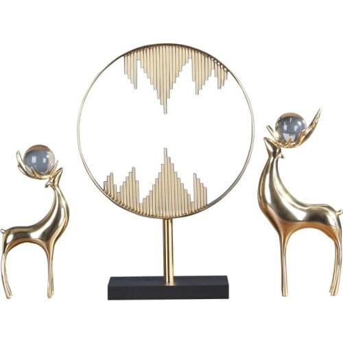 TT Good Luck Comes Light Luxury Lucky Pure Copper Deer Decoration European Style Living Room Bookcase High-End Furnishings Style