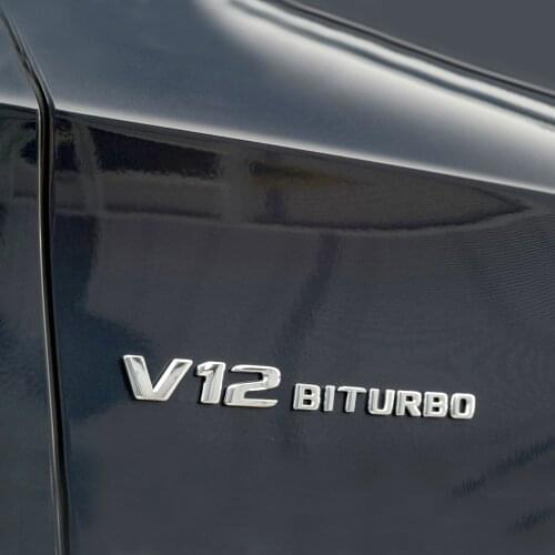 V12 BITURBO Logo Car Fender Side Emblem 3D Sticker For Mercedes Benz AMG A B C E S ML G R SL Class W220 W221 W222 W245 W246 W251