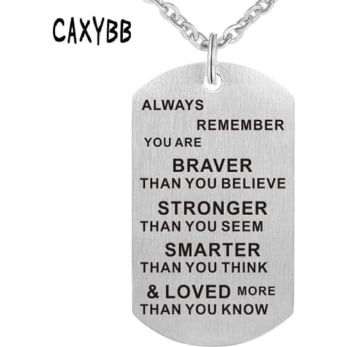 Caxybb Stainless Inspirational necklace Dog Tag Pendant Military Metal Necklace Gift Stainless steel necklace free delivery
