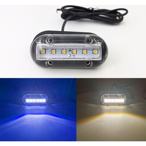 12VDC LED IP68 Waterproof Navigation Yacht Underwater Lamp White and Blue Transparent PC Vessels Marine Light