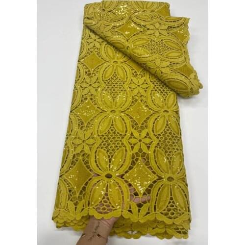 XIUYSAI Guipure Lace Fabric 2021 5 Yards High Quality African Guipure Cord Lace Fabric Sequins For Diy Sew Party Dress