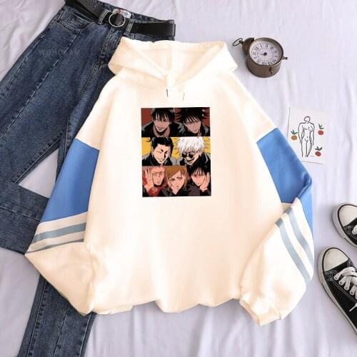Japan Anime Jujutsu Kaisen Unisex Sweatshirts Manga Cartoon Funny Itadori Yuji Friends Graphics Winter Oversize Patchwork Hoodie
