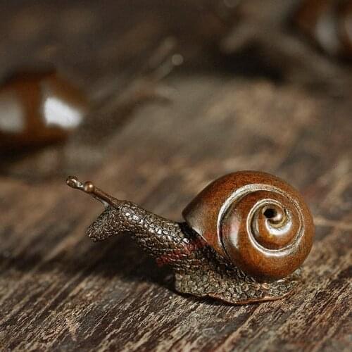 Japanese style, pure copper small snail, hand-made retro tea ceremony small ornaments, exquisite crafts, decorations